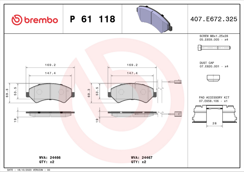 Brembo Brake Pad Set - P61118