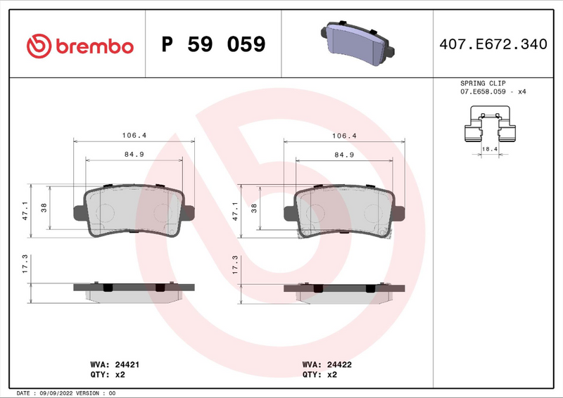 Brembo Brake Pad Set - P59059