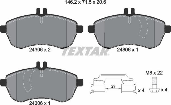 Mercedes-Benz, Brake Pad Set - Textar 2430602