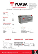 Yuasa 12V 110Ah 950A Silver High Performance SMF Battery - YBX5020 - 4 Year Warranty