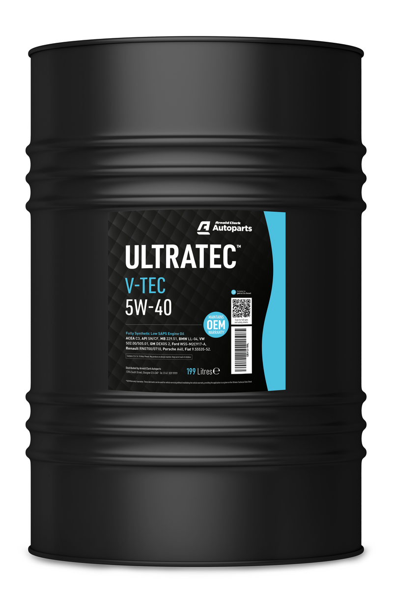 Ultratec V-Tec F1 5W40 - 199 Litre Barrel Engine Oil