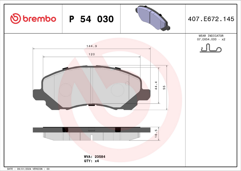 Brembo Brake Pad Set - P54030