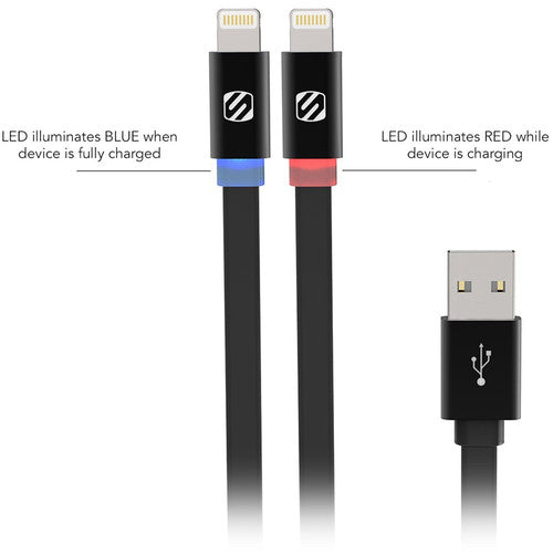 Scosche FlatOut Lightning to USB Charge and Sync Cable with LED Indicator - I3FLED