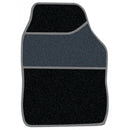 Streetwize Standard Universal Mat Set - Velour - Black/Silver Binding - 4 Piece - SWBCMS