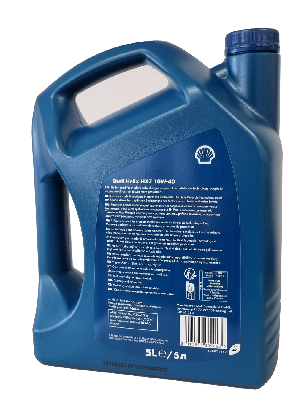 Shell Helix HX7 10W40 Synthetic - 5L engine oil | Arnold Clark Autoparts