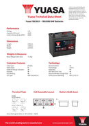Yuasa 12V 45Ah 400A SMF Battery (+Adapter) - YBX3053 - 4 Year Warranty