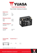 Yuasa YT12A-BS (CP) 12V MF VRLA Motorcycle Battery