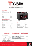 Yuasa 12V 95Ah 720A SMF Battery - YBX3334 - 4 Year Warranty