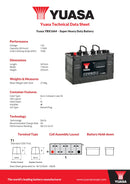 Yuasa 12V 110Ah 750A Super Heavy Duty Battery - YBX1664 - 4 Year Warranty