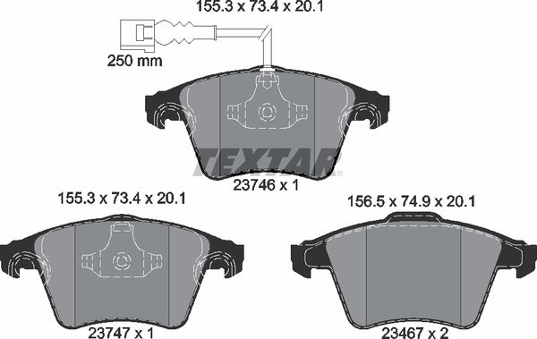 Volkswagen, Brake Pad Set - Textar 23746022410101
