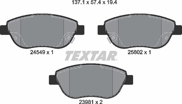 Fiat, Brake Pad Set - Textar 2454901