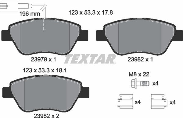 Alfa Romeo Citroën Fiat Peugeot, Brake Pad Set - Textar 23979012192003