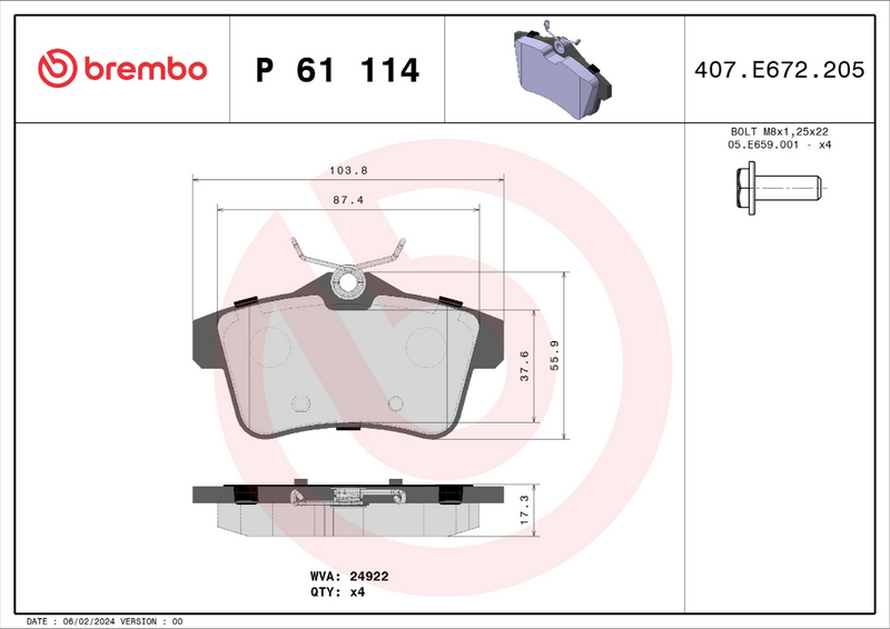 Brembo Brake Pad Set - P61114