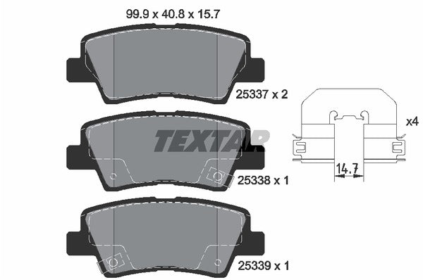 Hyundai Kia Ssangyong, Brake Pad Set - Textar 2533703