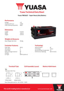 Yuasa 12V 143Ah 900A Super Heavy Duty Battery - YBX3627 - 4 Year Warranty