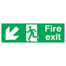 Fire Exit Arrow Down Left - Rigid Polypropylene - 150mm x 450mm - FFX04011R