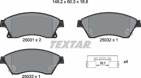 Chevrolet Opel Vauxhall, Brake Pad Set - Textar 2503101