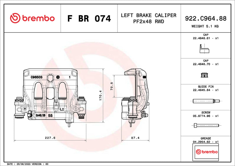 Brembo F BR 074 LCV brake calipers for commercial vehicles - FBR074