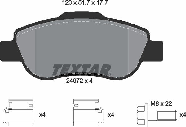Fiat, Brake Pad Set - Textar 2407201