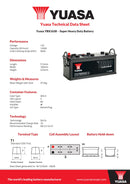 Yuasa 12V 143Ah 900A Super Heavy Duty Battery - YBX1630 - 4 Year Warranty
