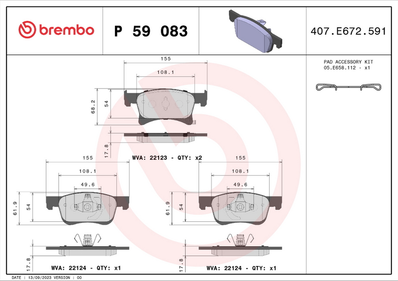 Brembo Brake Pad Set - P59083
