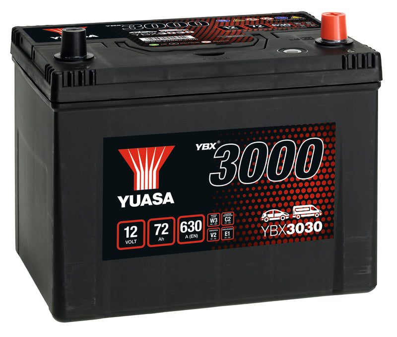 Yuasa YBX3030 - 030 SMF Car Battery - 4 Year Warranty