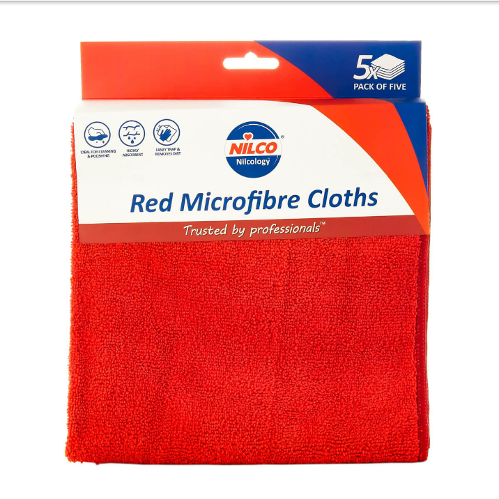 Nilco Microfibre Cloths Red - 5 Pack - TETNCA010