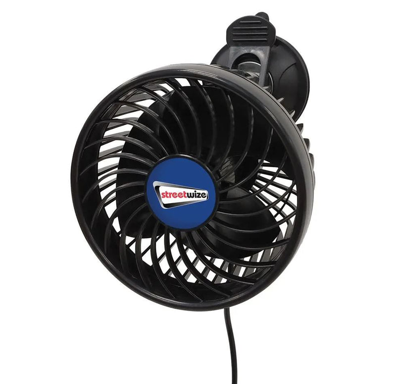 12v Cyclone 3 Single Oscillating Power Fan with Sucker