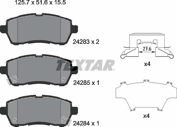 Daihatsu Mazda Subaru Suzuki, Brake Pad Set - Textar 2428303