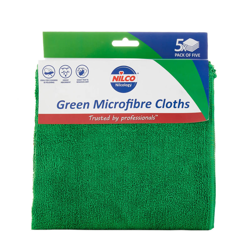 Nilco Microfibre Cloths Green - 5 Pack - TETNCA012
