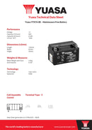 Yuasa 12V Maintenance Free VRLA Battery - YTX7A-BS(CP) - 4 Year Warranty