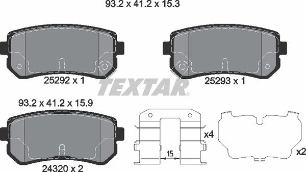 Hyundai Kia, Brake Pad Set - Textar 25292012304201