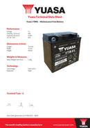 Yuasa 12V Maintenance Free VRLA Battery - YTB4L(WC) - 4 Year Warranty