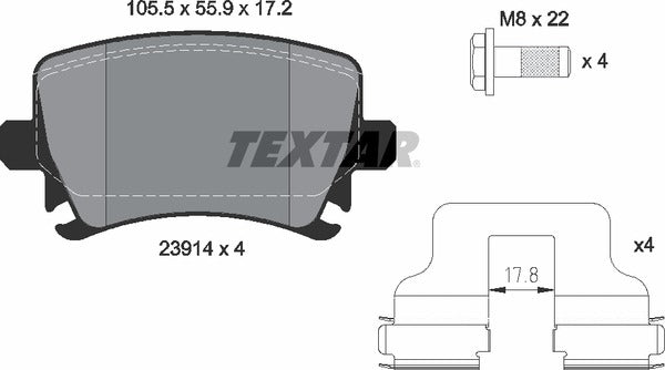 Audi Seat Skoda VW, Brake Pad Set - Textar 23914012433801