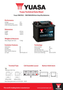 Yuasa 12V 50Ah 540A EFB Start Stop Battery - YBX7012
