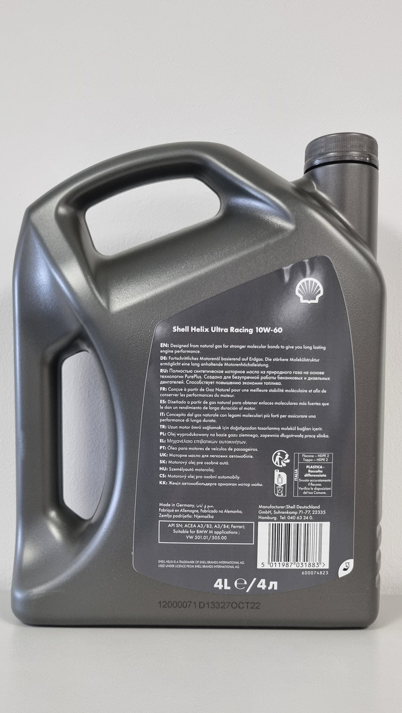 Shell Helix Ultra Racing 10W60 4 Litre Engine Oil | Arnold Clark Autoparts