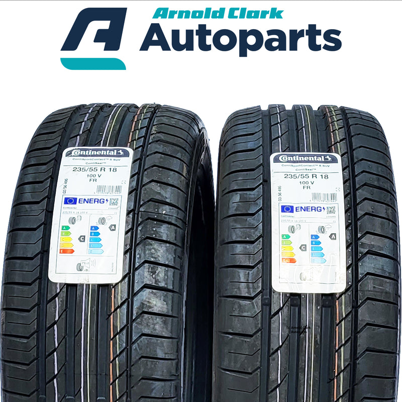 235 55 18 100V Continental Sport Contact 5 Tyres x2 Pair