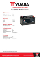 Yuasa 12V 90Ah 800A SMF Battery - YBX1019 - 4 Year Warranty