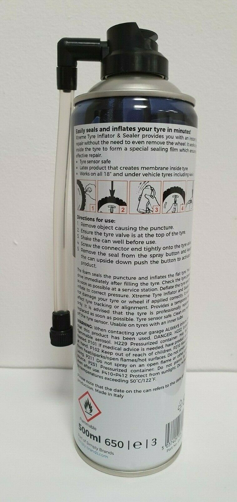 Simply Xtreme Tyre Inflator & Sealer Emergency Puncture Repair 500ml