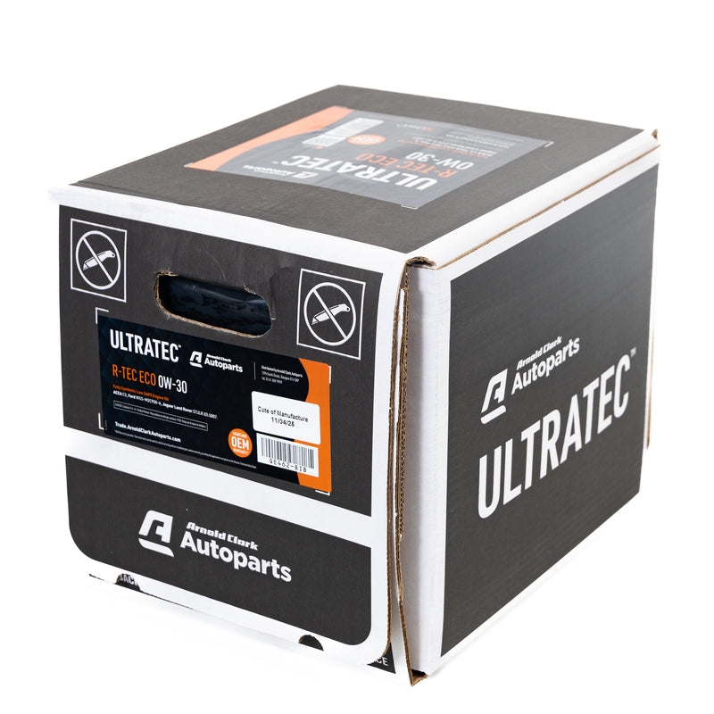 Cardboard box with Ultratec BIB and Arnold Clark Autoparts branding on a white background