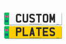 Finished Pair of Travel Aluminium Electric Vehicle Number Plates 520 X 111|Standard