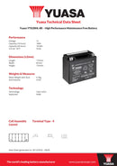Yuasa 12V High Performance Maintenance Free VRLA Motorbike Battery - YTX20HL-BS(CP) - 4 Year Warranty