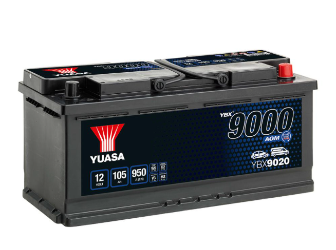 Yuasa YBX9020 12V 105Ah 950A Yuasa AGM Start Stop Plus Battery - 020