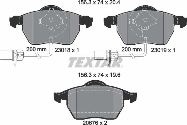 Audi Seat Skoda VW, Brake Pad Set - Textar 2301802