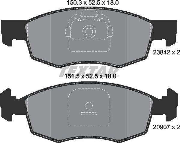 Fiat, Brake Pad Set - Textar 2384201
