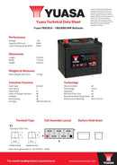 Yuasa 12V 60Ah 500A SMF Battery - YBX3014 - 4 Year Warranty
