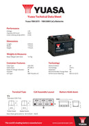 Yuasa 12V 54Ah 470A SMF Battery - YBX1075 - 4 Year Warranty