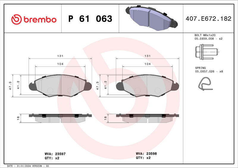 Brembo Brake Pad Set - P61063