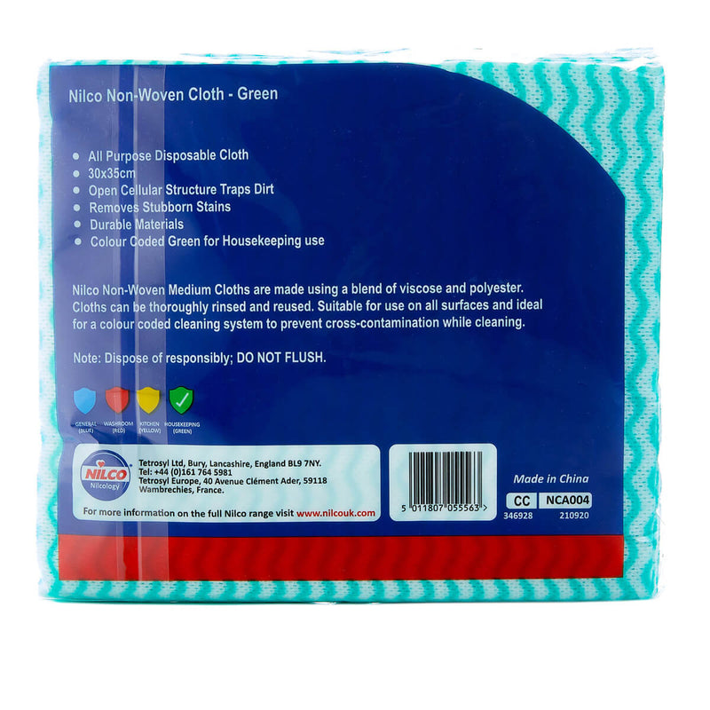 Nilco Non-Woven Cloths Medium Green - 20 Pack - TETNCA004