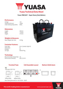 Yuasa 142Ah 850A 1000 Series Super Heavy Duty Battery - YBX1657 - 4 Year Warranty